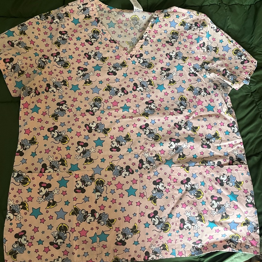 Disney small scrub top Pink and Blue Minnie Mouse